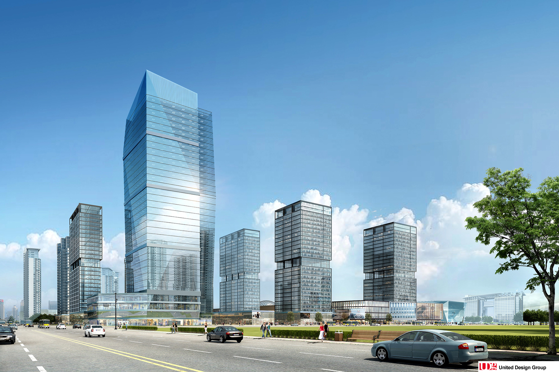 Exterior rendering for a Mix Use Commercial Complex in China. Design by UDG, China